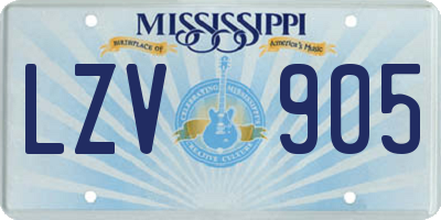 MS license plate LZV905
