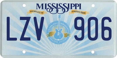MS license plate LZV906
