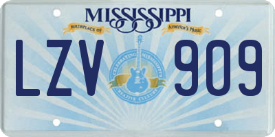 MS license plate LZV909