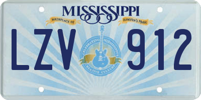 MS license plate LZV912
