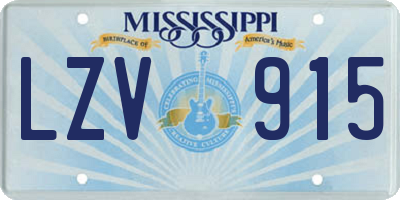 MS license plate LZV915
