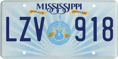 MS license plate LZV918