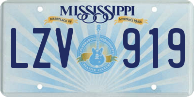 MS license plate LZV919