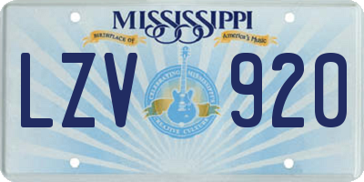 MS license plate LZV920