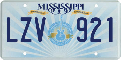 MS license plate LZV921
