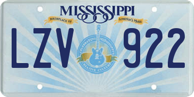 MS license plate LZV922