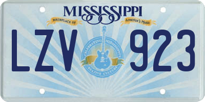 MS license plate LZV923