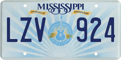 MS license plate LZV924