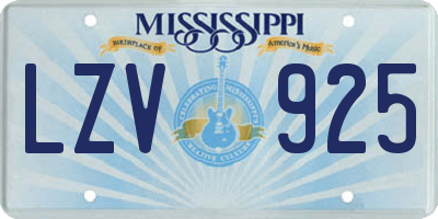 MS license plate LZV925