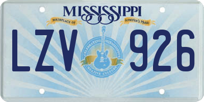 MS license plate LZV926