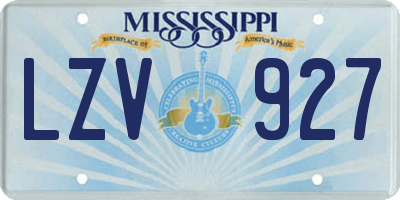 MS license plate LZV927