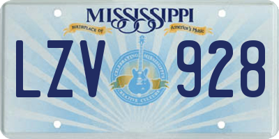 MS license plate LZV928