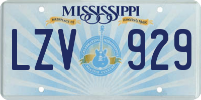MS license plate LZV929