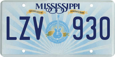 MS license plate LZV930