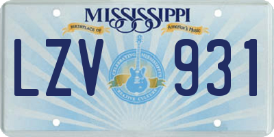 MS license plate LZV931