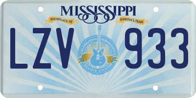 MS license plate LZV933