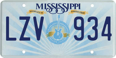 MS license plate LZV934