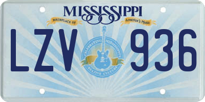 MS license plate LZV936