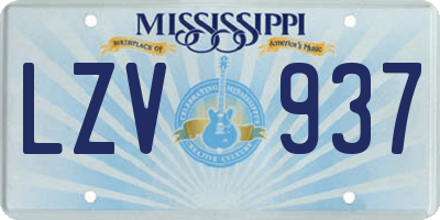 MS license plate LZV937