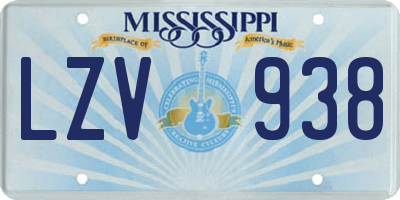 MS license plate LZV938