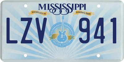 MS license plate LZV941