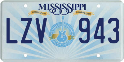 MS license plate LZV943