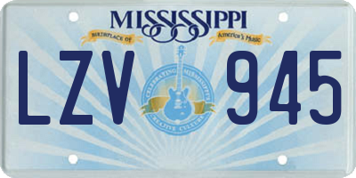 MS license plate LZV945