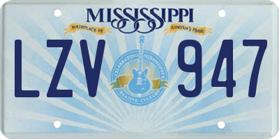 MS license plate LZV947