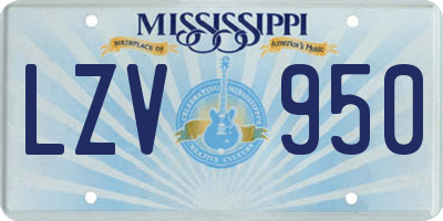 MS license plate LZV950