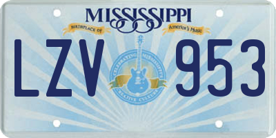 MS license plate LZV953