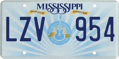 MS license plate LZV954
