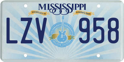 MS license plate LZV958