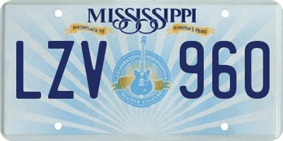 MS license plate LZV960