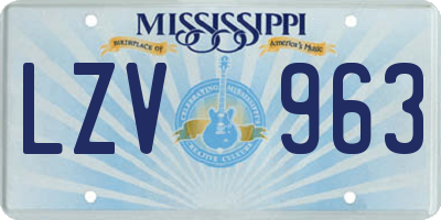 MS license plate LZV963