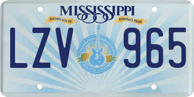 MS license plate LZV965