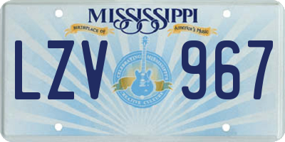 MS license plate LZV967