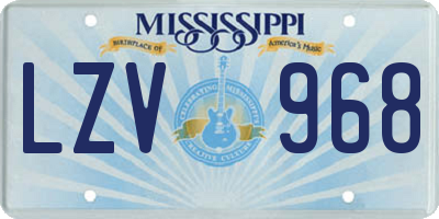 MS license plate LZV968
