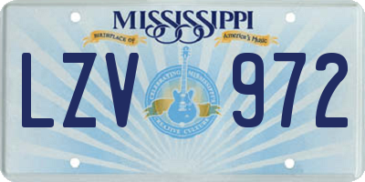 MS license plate LZV972