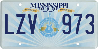 MS license plate LZV973