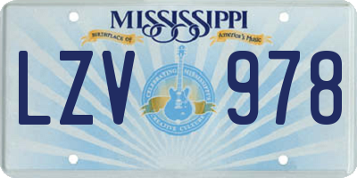 MS license plate LZV978