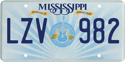 MS license plate LZV982