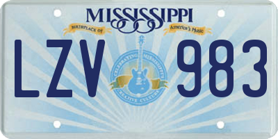 MS license plate LZV983