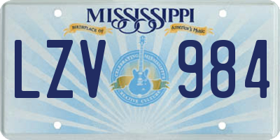 MS license plate LZV984