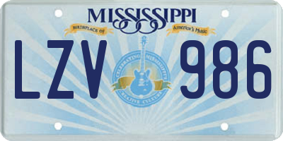MS license plate LZV986