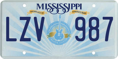 MS license plate LZV987