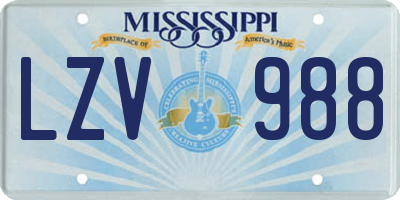 MS license plate LZV988