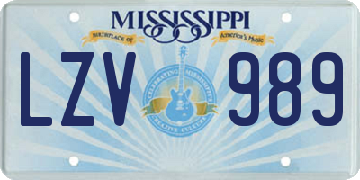 MS license plate LZV989