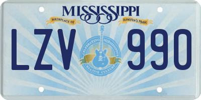 MS license plate LZV990