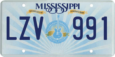 MS license plate LZV991
