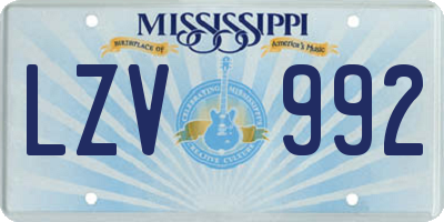 MS license plate LZV992
